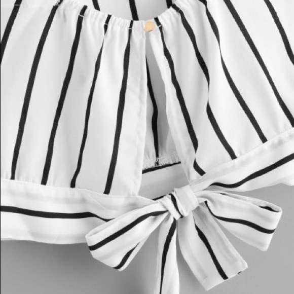 LAST! RESTOCK ‼️ Black white strip tie back Cami‼️ - Picture 5 of 8